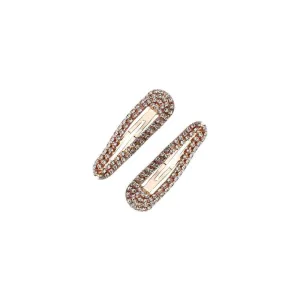 Mini Rhinestone Snap Clips - Rose Gold