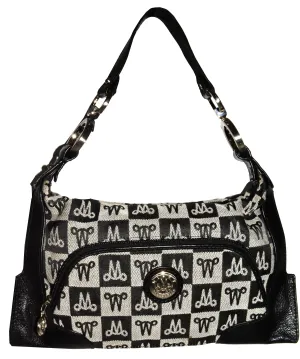 Misty Genuine Cowhide Leather Monogram Shoulder Bag with Front Pocket