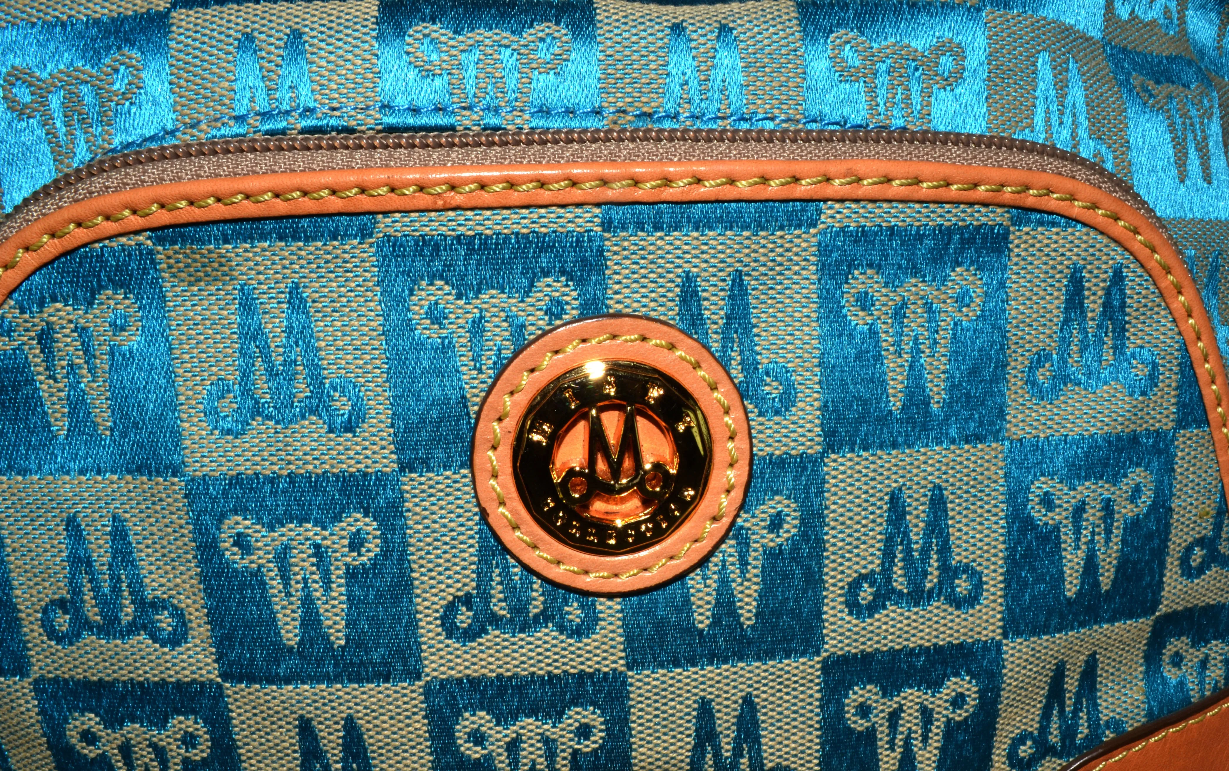 Misty Genuine Cowhide Leather Monogram Shoulder Bag with Front Pocket