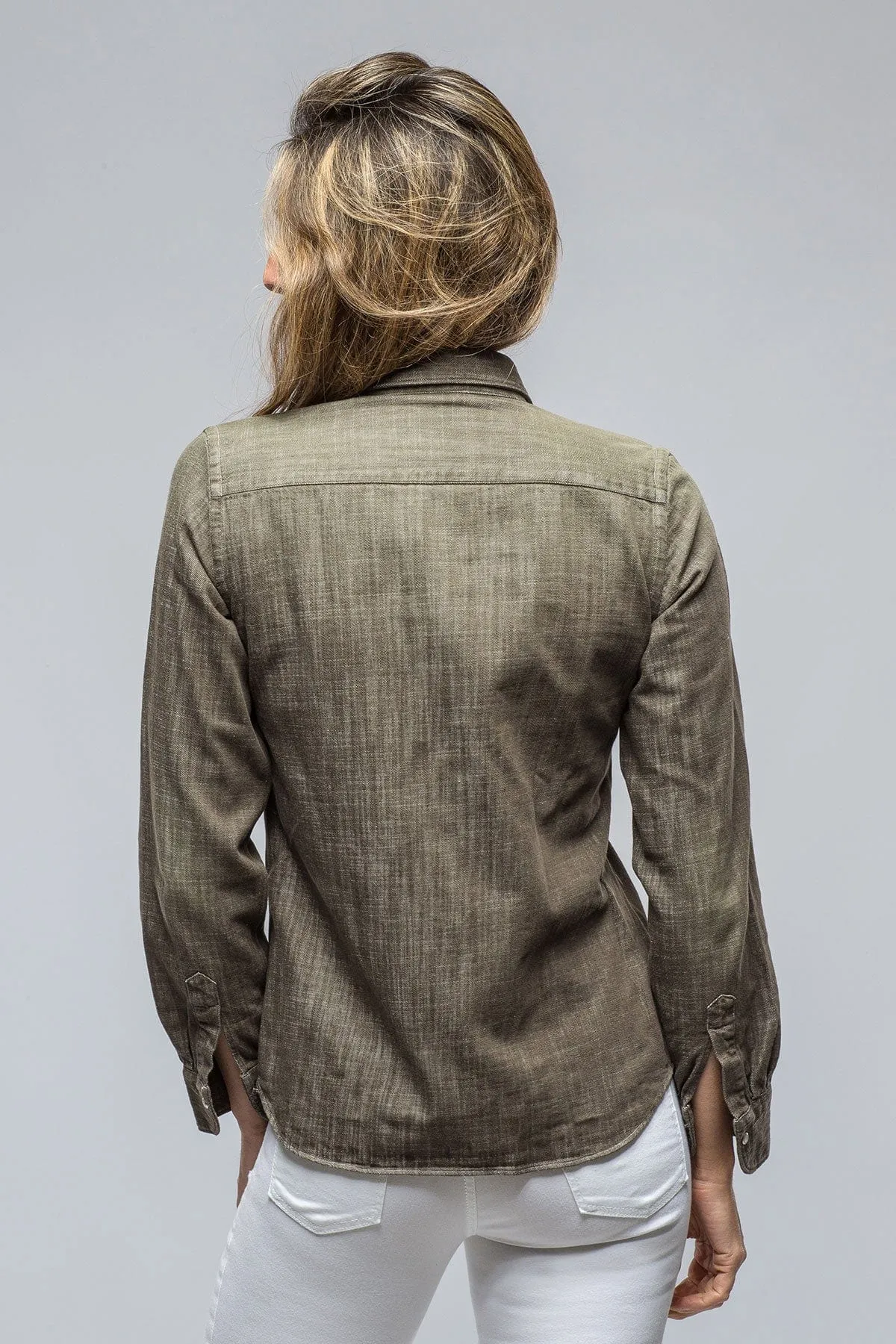 Misty Sand Washed Jean Shirt In Military