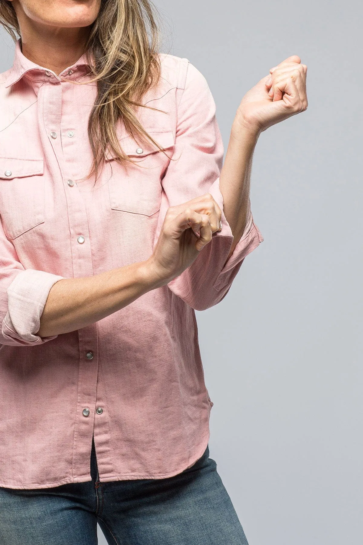 Misty Sand Washed Jean Shirt In Pink