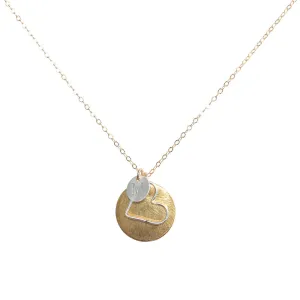 Monogram Necklace   Heart Outline   Brushed Disc