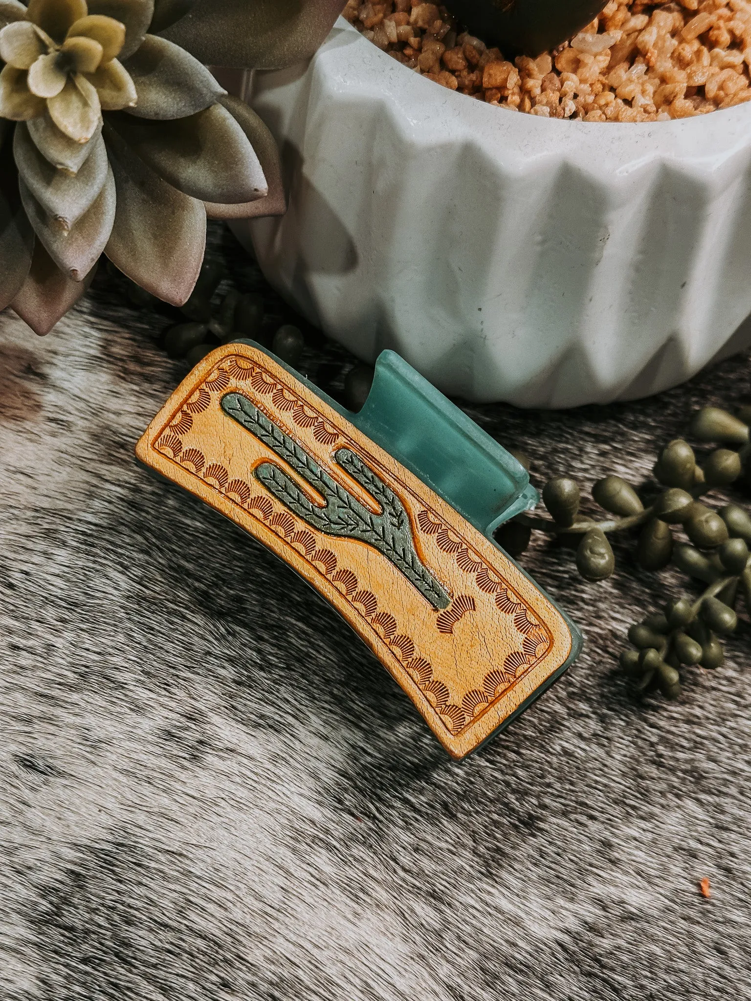 Mustard Cactus Hair Clip