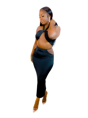 MY TYPE CUTOUT SKIRT SET (BLACK) (FINAL SALE)
