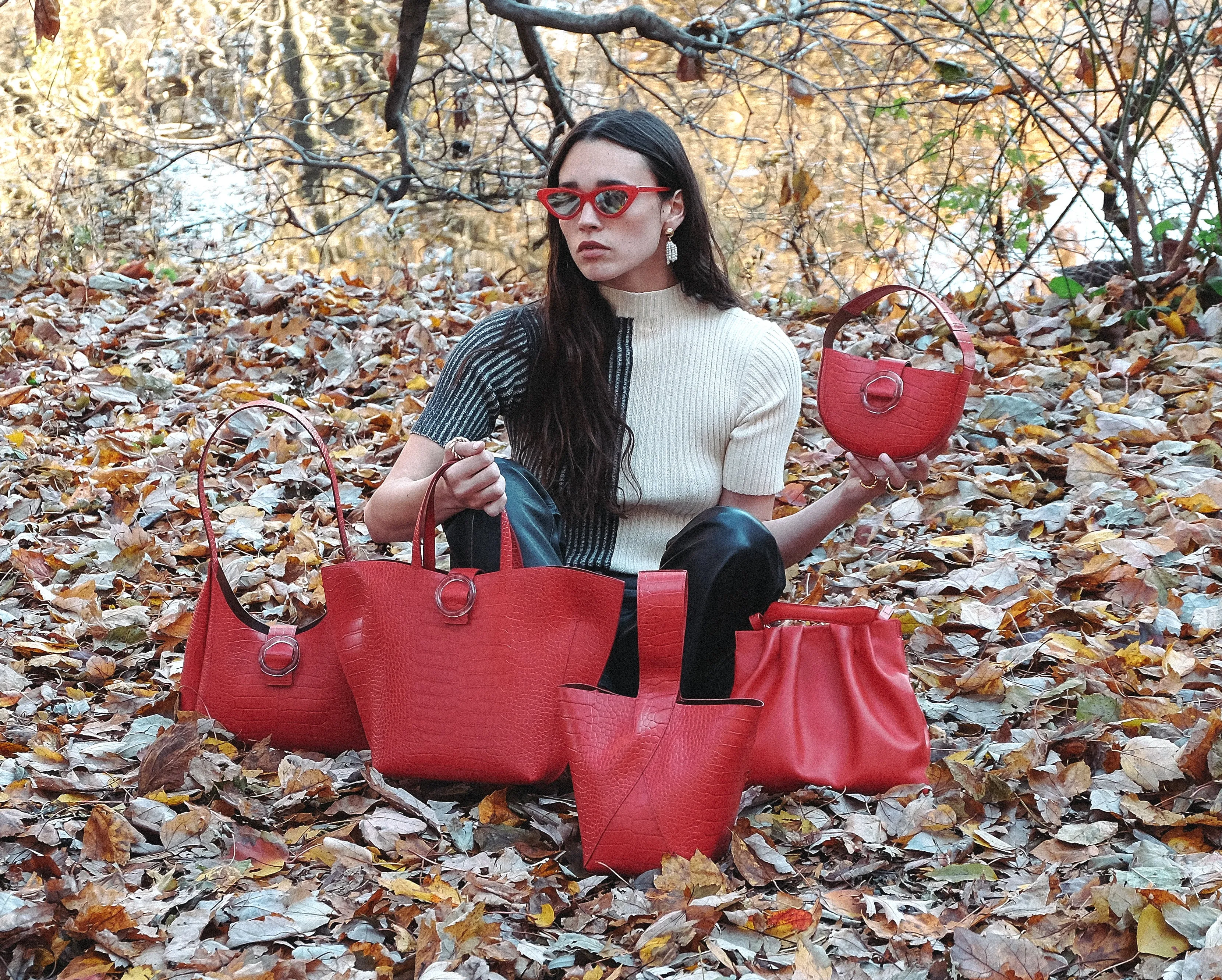 Nº49 Cross Handle Bucket - Rouge Croc