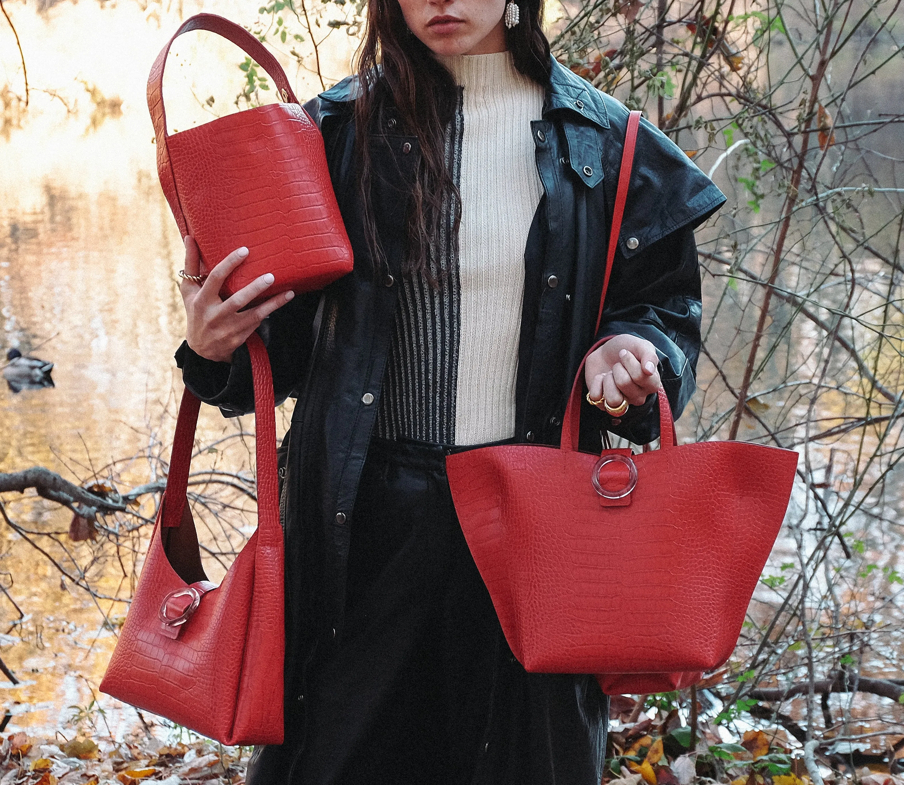 Nº49 Cross Handle Bucket - Rouge Croc