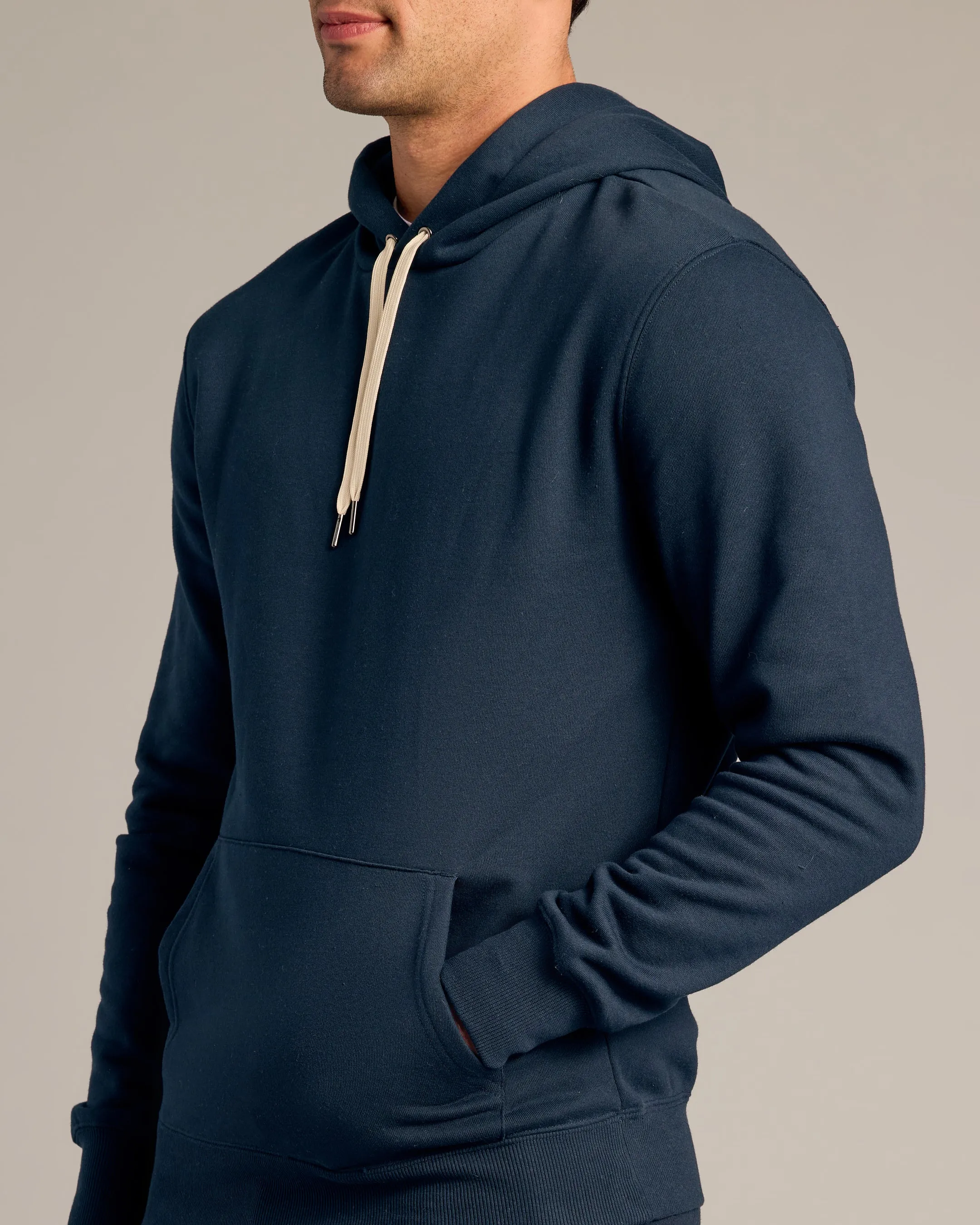 Navy Fleece French Terry Pullover Hoodie