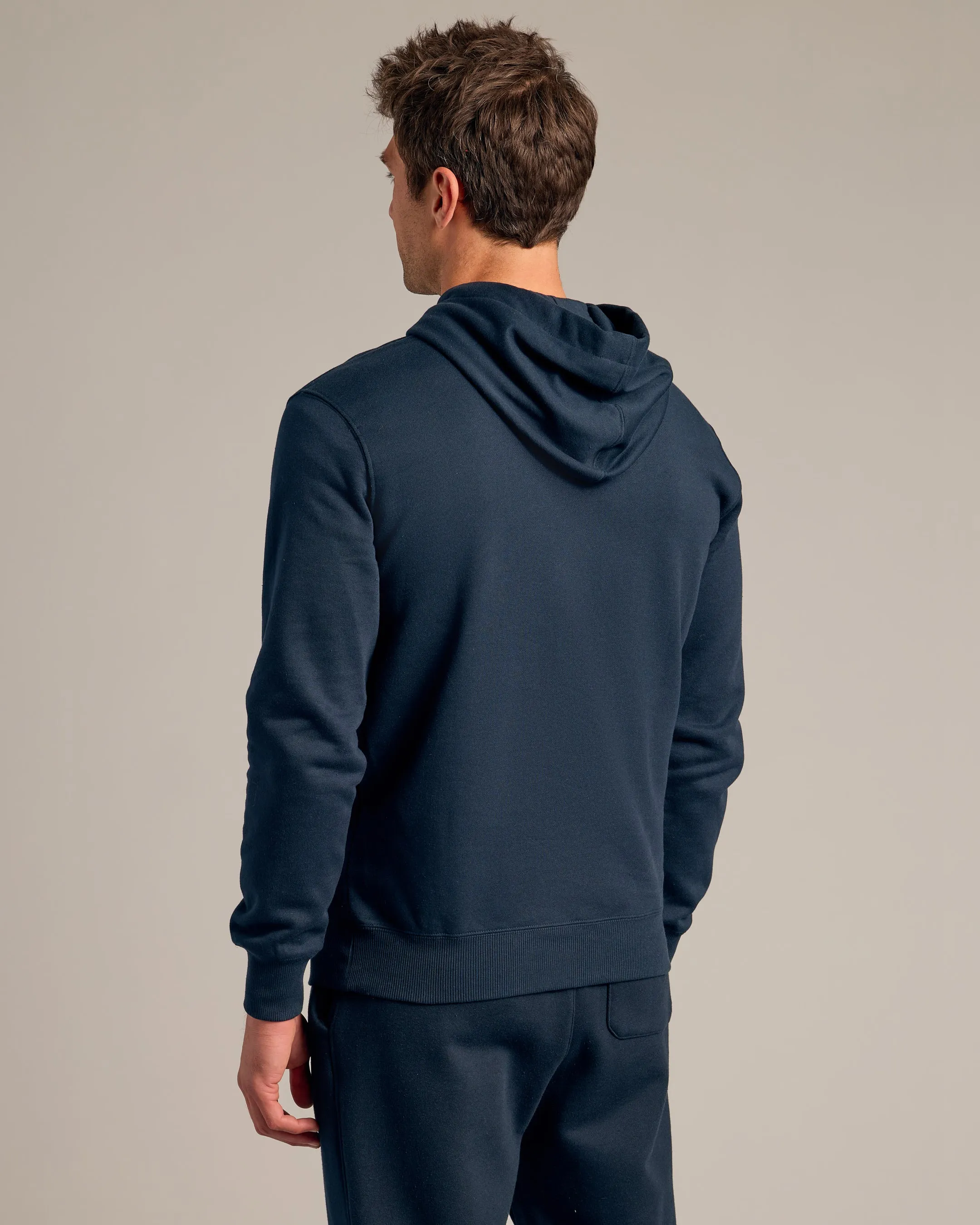 Navy Fleece French Terry Pullover Hoodie