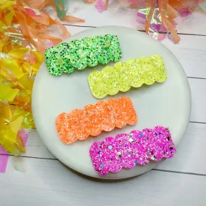 Neon Chunky Glitter Snap Clip Set