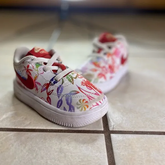Nike Force 1 18 BT White Gym Red CU2986-961 Toddler size 6c