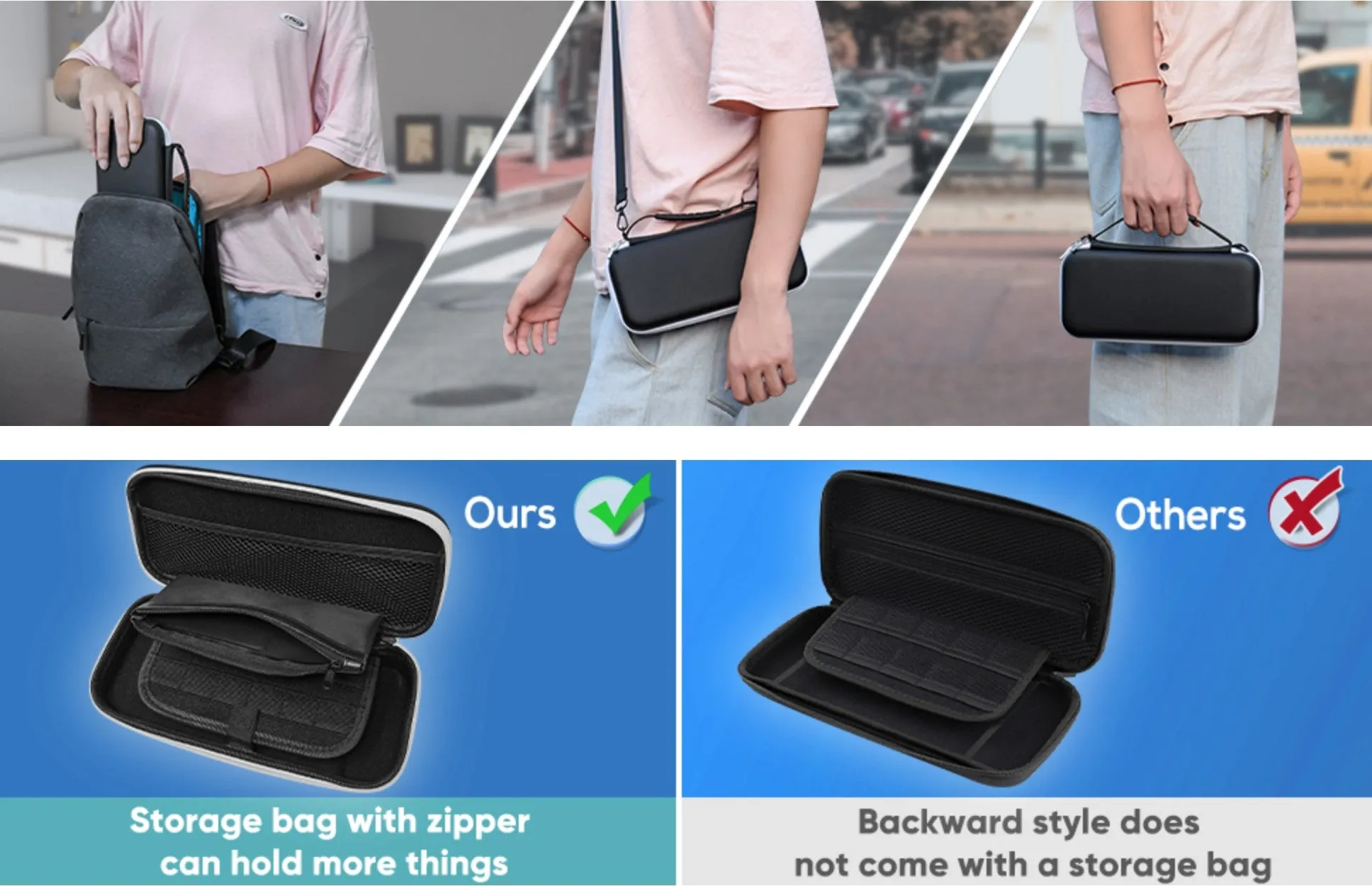 Nintendo Switch OLED Model Accessories Bundle - Kit Includes Carrying Case, 3 in 1 Protective Case Cover, 2pcs Screen Protector, Adjustable PlayStand, Thumbstick Grip Caps – by Klipdasse
