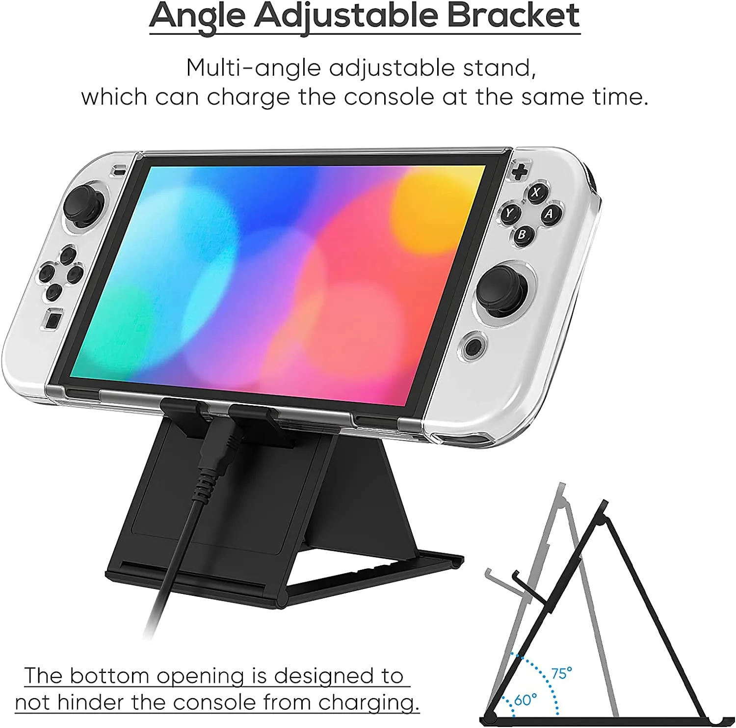 Nintendo Switch OLED Model Accessories Bundle - Kit Includes Carrying Case, 3 in 1 Protective Case Cover, 2pcs Screen Protector, Adjustable PlayStand, Thumbstick Grip Caps – by Klipdasse
