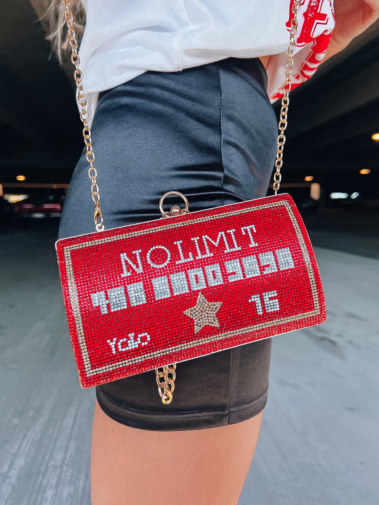 No Limit Rhinestone Tube Clutch/Crossbody - Red