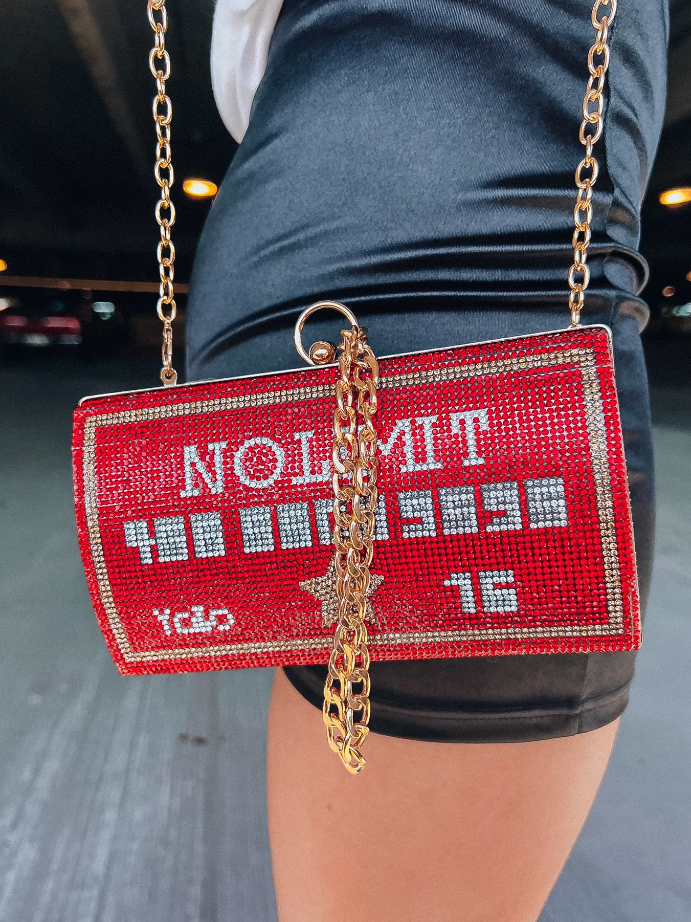 No Limit Rhinestone Tube Clutch/Crossbody - Red