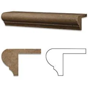 Noce Travertine Honed 2 X 12 x 3 Corner Ogee Stair Tread Trim - Lot of 50 pcs.