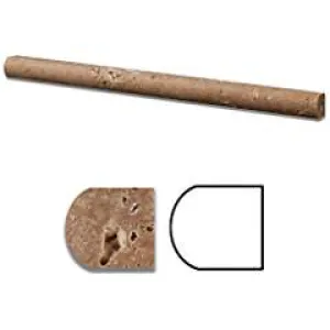 Noce Travertine Honed 3 X 12 Arch / Baldwin Trim Molding - Lot of 50 pcs.