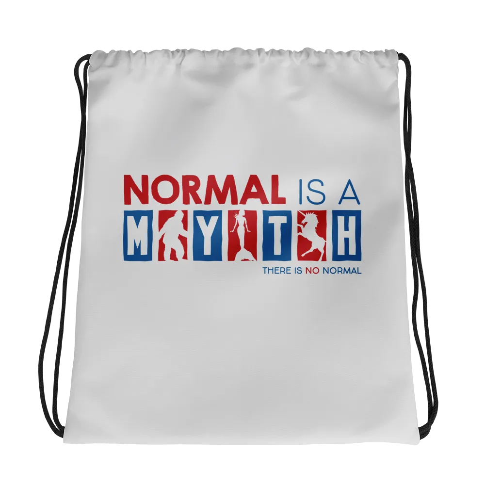 Normal is a Myth (Bigfoot, Mermaid, Unicorn) Drawstring Bag Light Grey
