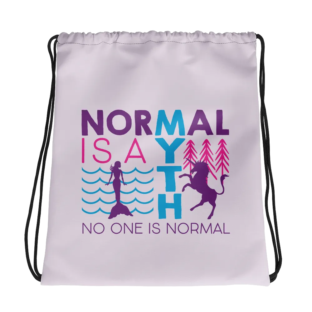 Normal is a Myth (Mermaid & Unicorn) Drawstring Bag