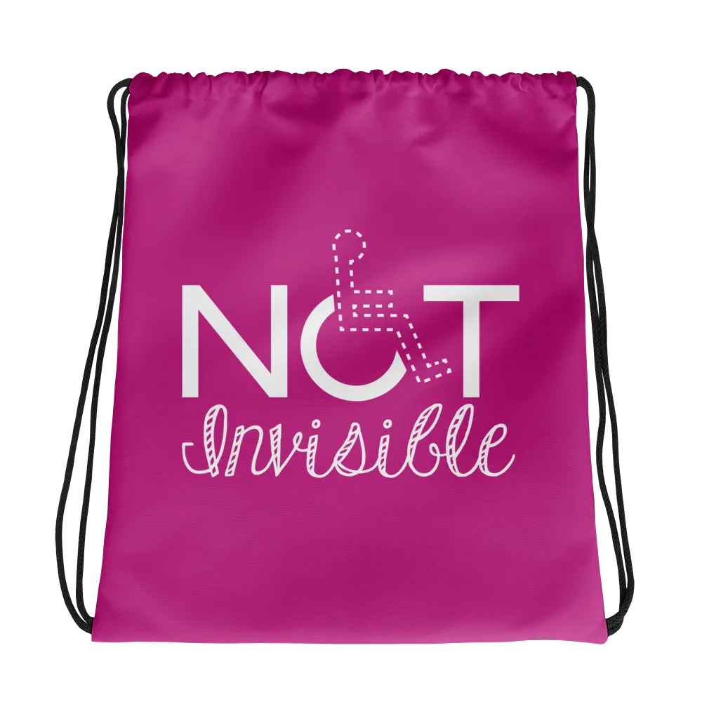 Not Invisible (Pink Drawstring Bag)