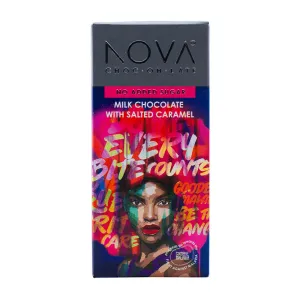 NOVA Artisanal Tempered Chocolate - Milk With Salted Caramel - Slab 100g
