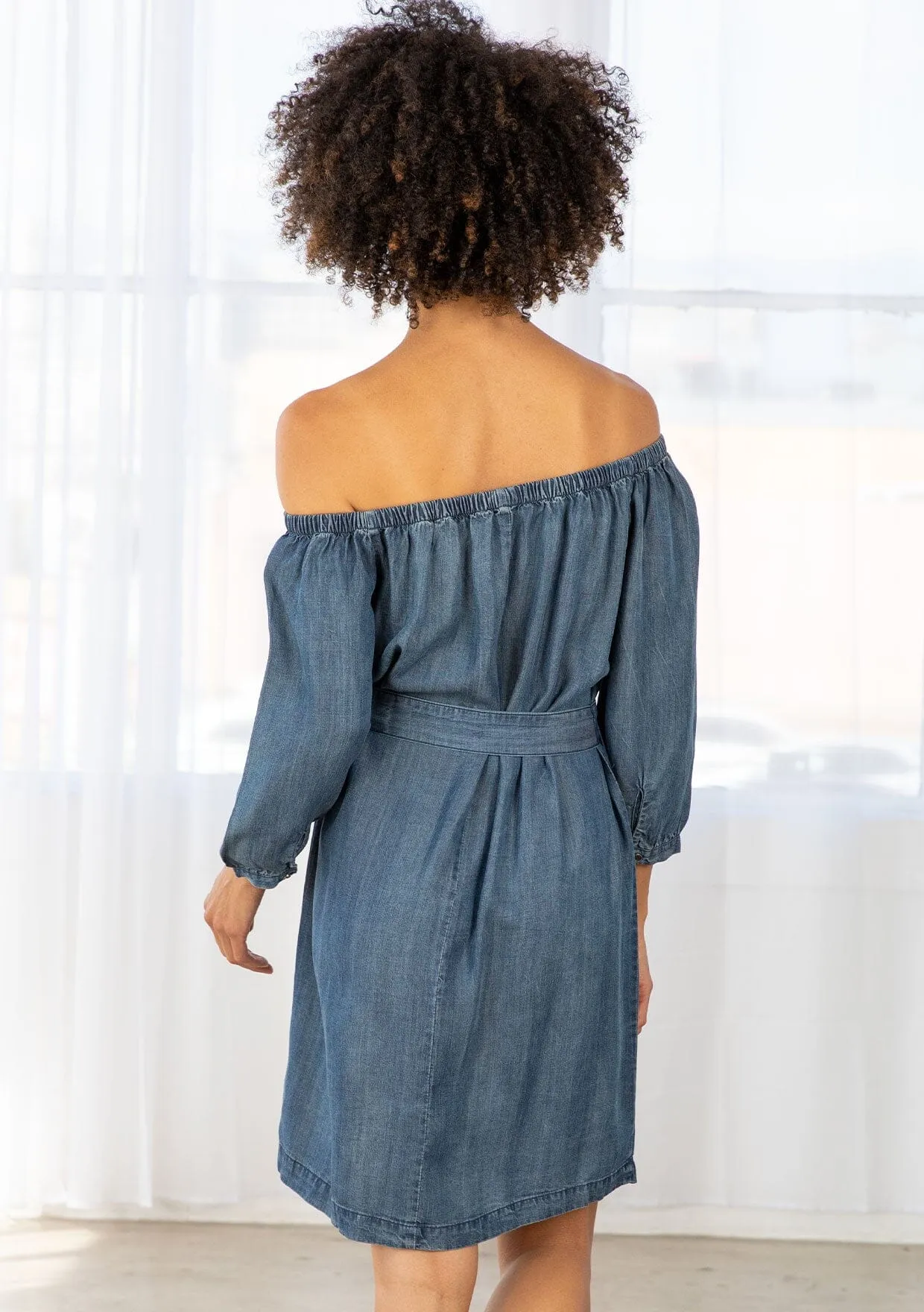 Off Shoulder Tencel Mini Dress