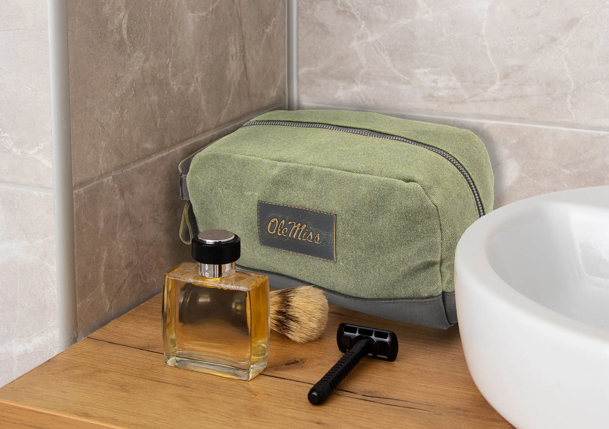 Ole Miss Rebels Waxed Canvas Toiletry Dopp Bag