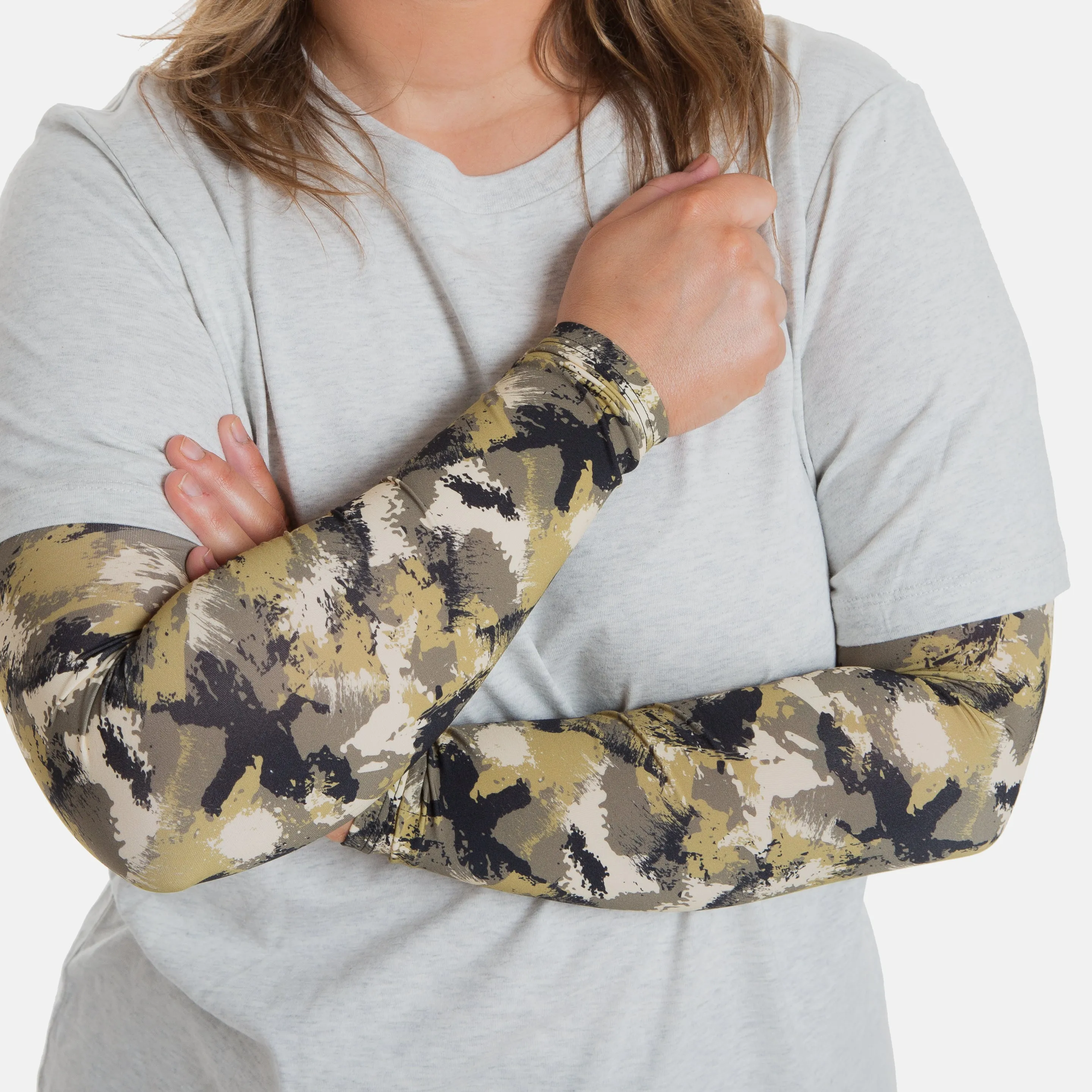 Olive Camo Arm Sleeves - Adult