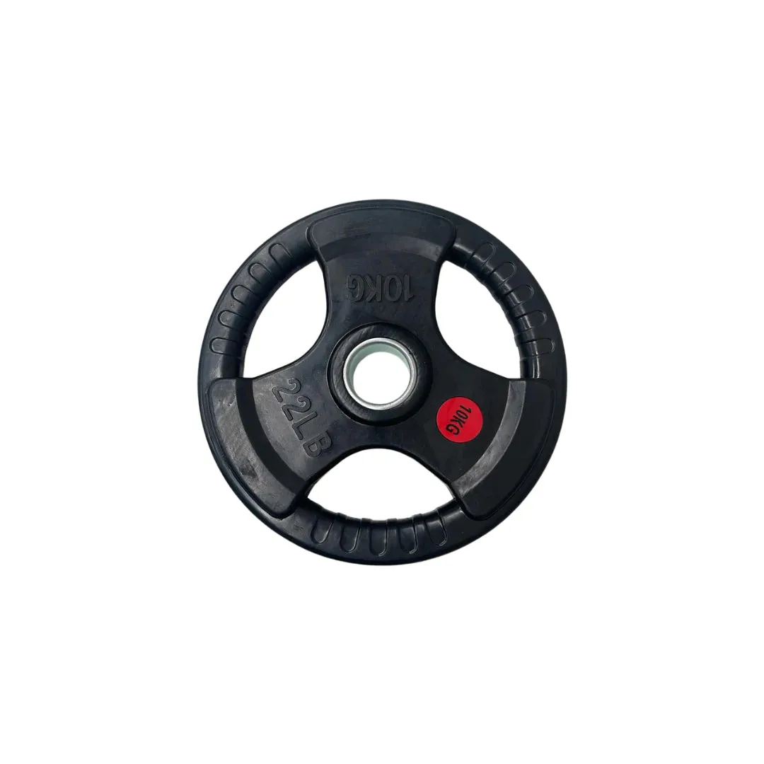 Olympic Rubber Coated Tri Grip Plate & Barbell Package | 150kg