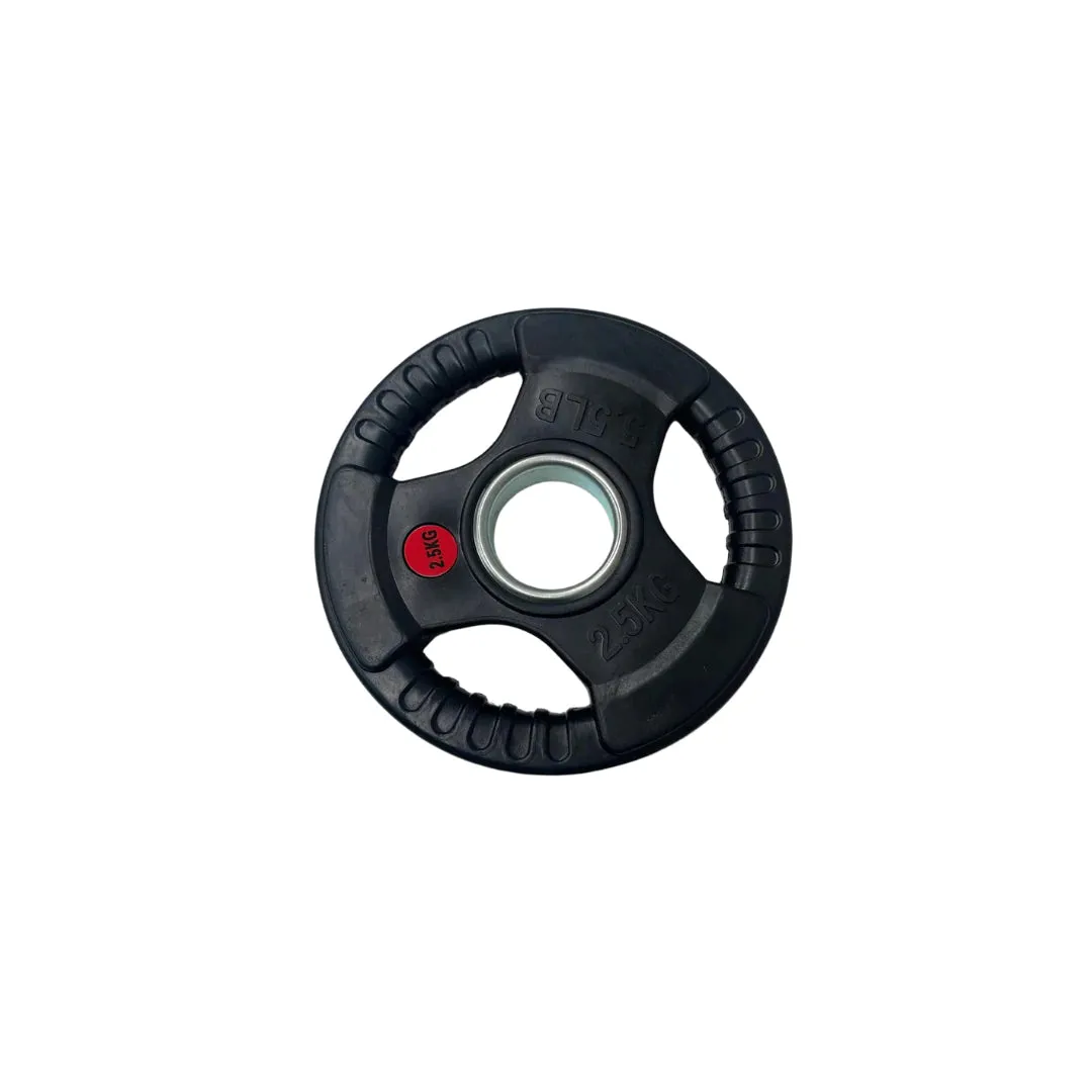 Olympic Rubber Coated Tri Grip Plate & Barbell Package | 150kg