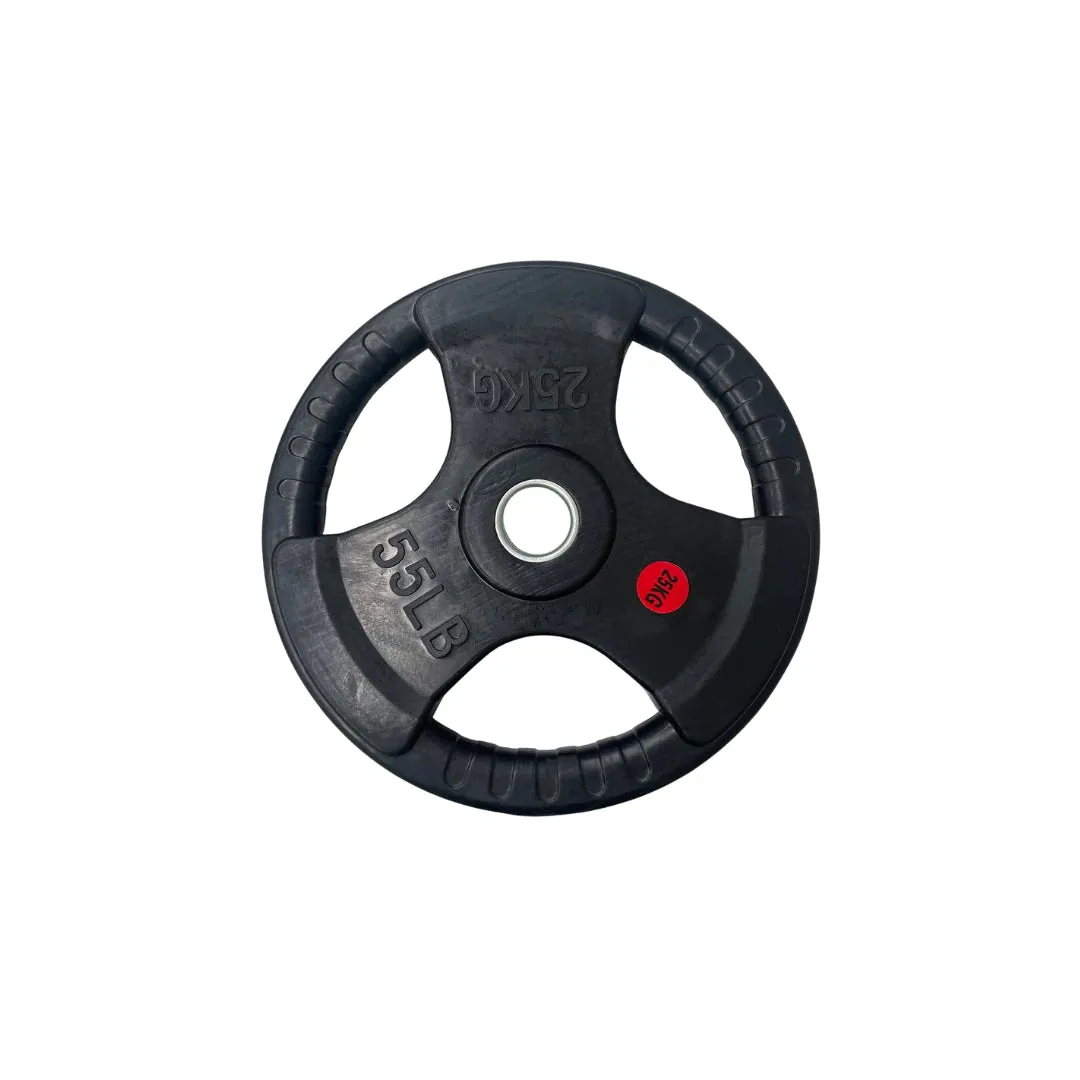 Olympic Rubber Coated Tri Grip Plate & Barbell Package | 150kg