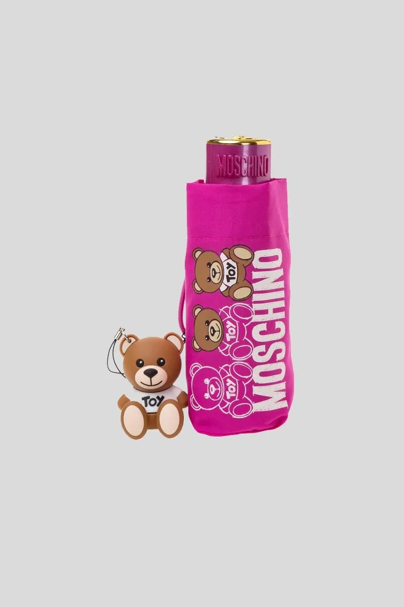 Ombrello Moschino "Bear Scribbles" Supermini   pendente teddy - Fuchsia