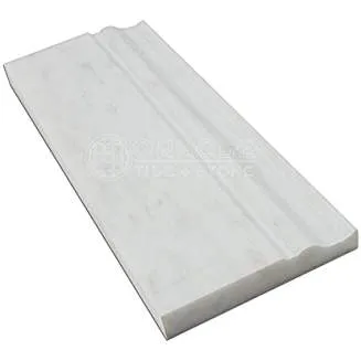Oriental White (Eastern White) Marble Baseboard Trim Molding, Polished