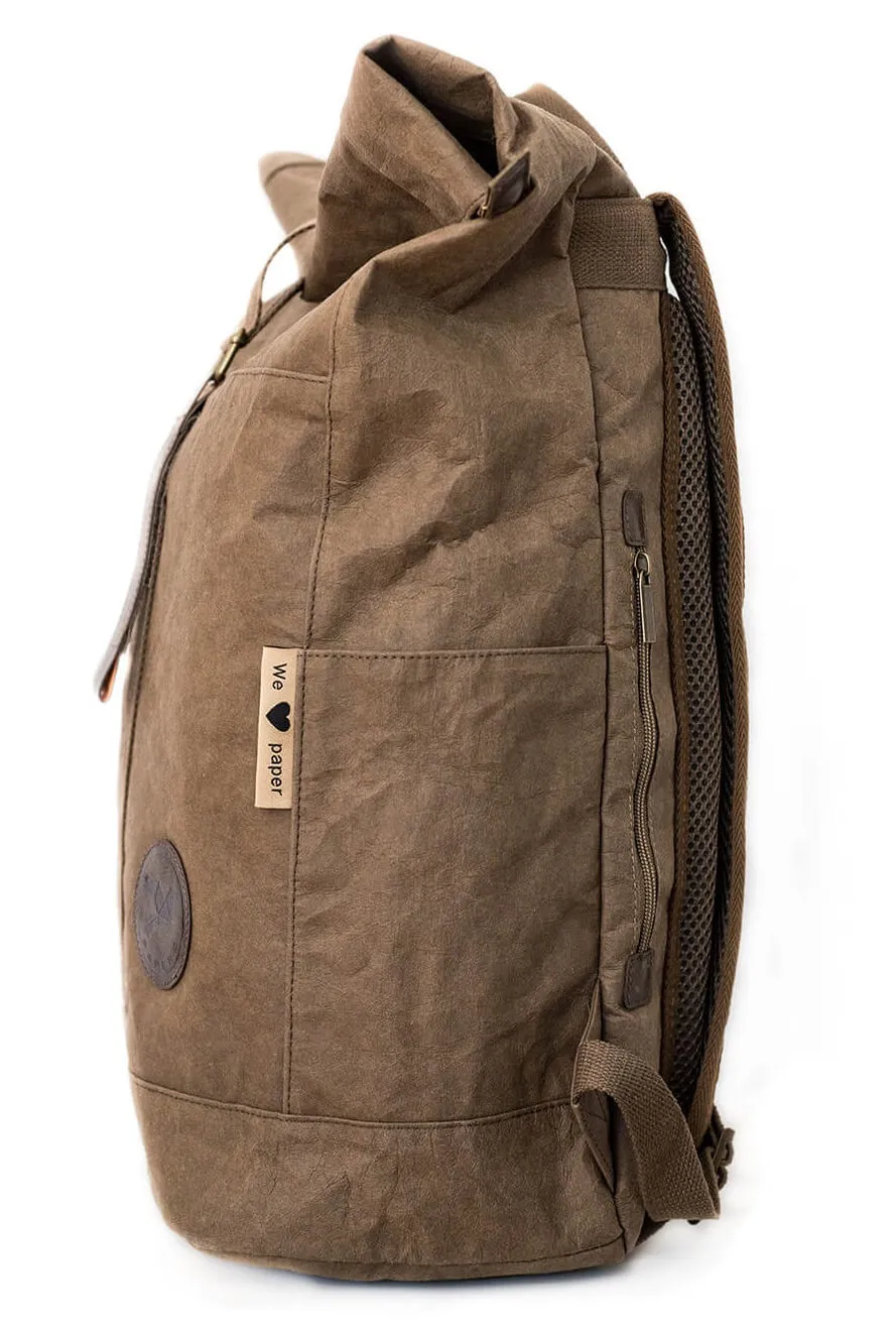 PAPERO Rucksack YETI 28 L aus waschbarem Kraft Papier leicht, reißfest und wasserfest nachhaltig