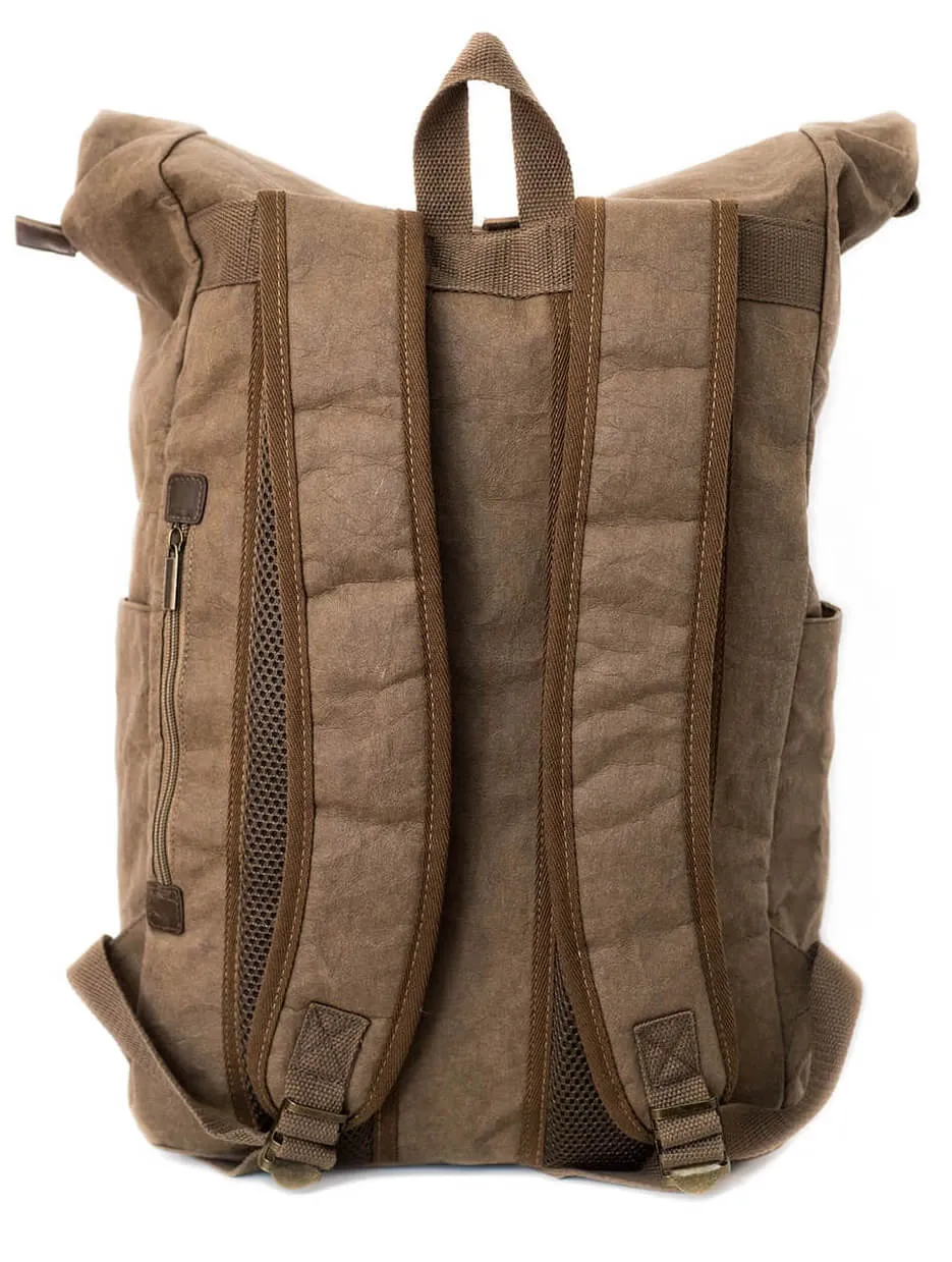 PAPERO Rucksack YETI 28 L aus waschbarem Kraft Papier leicht, reißfest und wasserfest nachhaltig