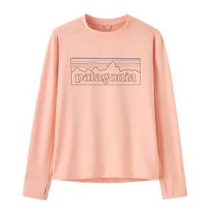 Patagonia Kids' Long-Sleeved Capilene® Silkweight T-Shirt P-6 Outline: Sunlit Pink