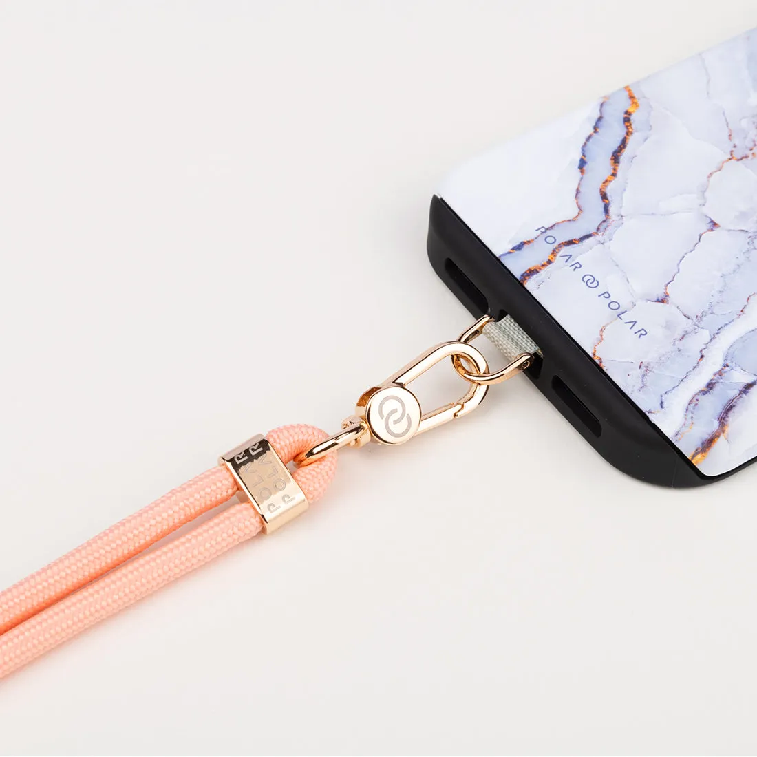 Peach Pink Crossbody Phone Strap with Card