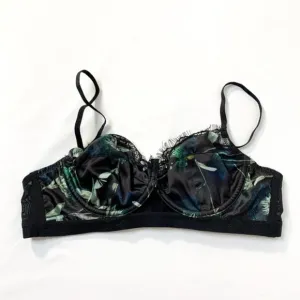 PEEK &amp; BEAU Floral Lace Trim Underwire Bra Black 36B