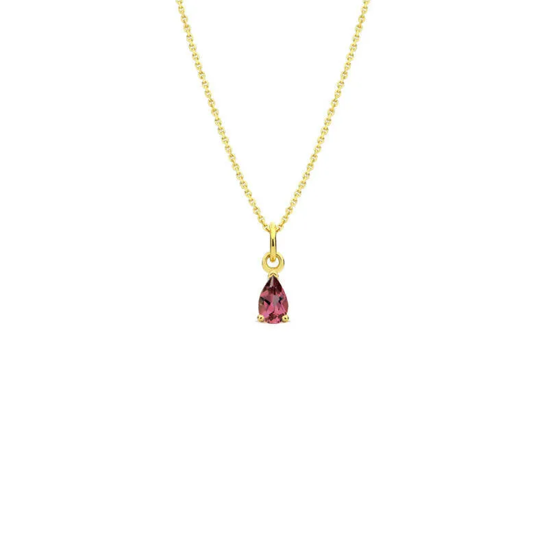 Pendentif alba or jaune avec grenat rhodolite sur chaîne 18 pouces