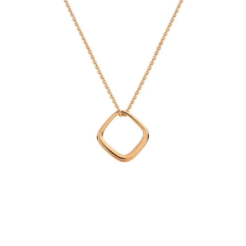 Pendentif quadra en or rose 18kt sur chaine 18 pouces