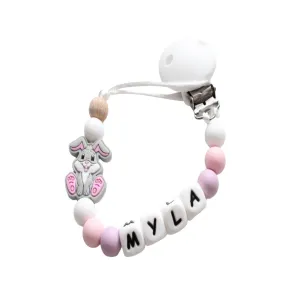 Personalised Dummy Clip - Bunny Pink