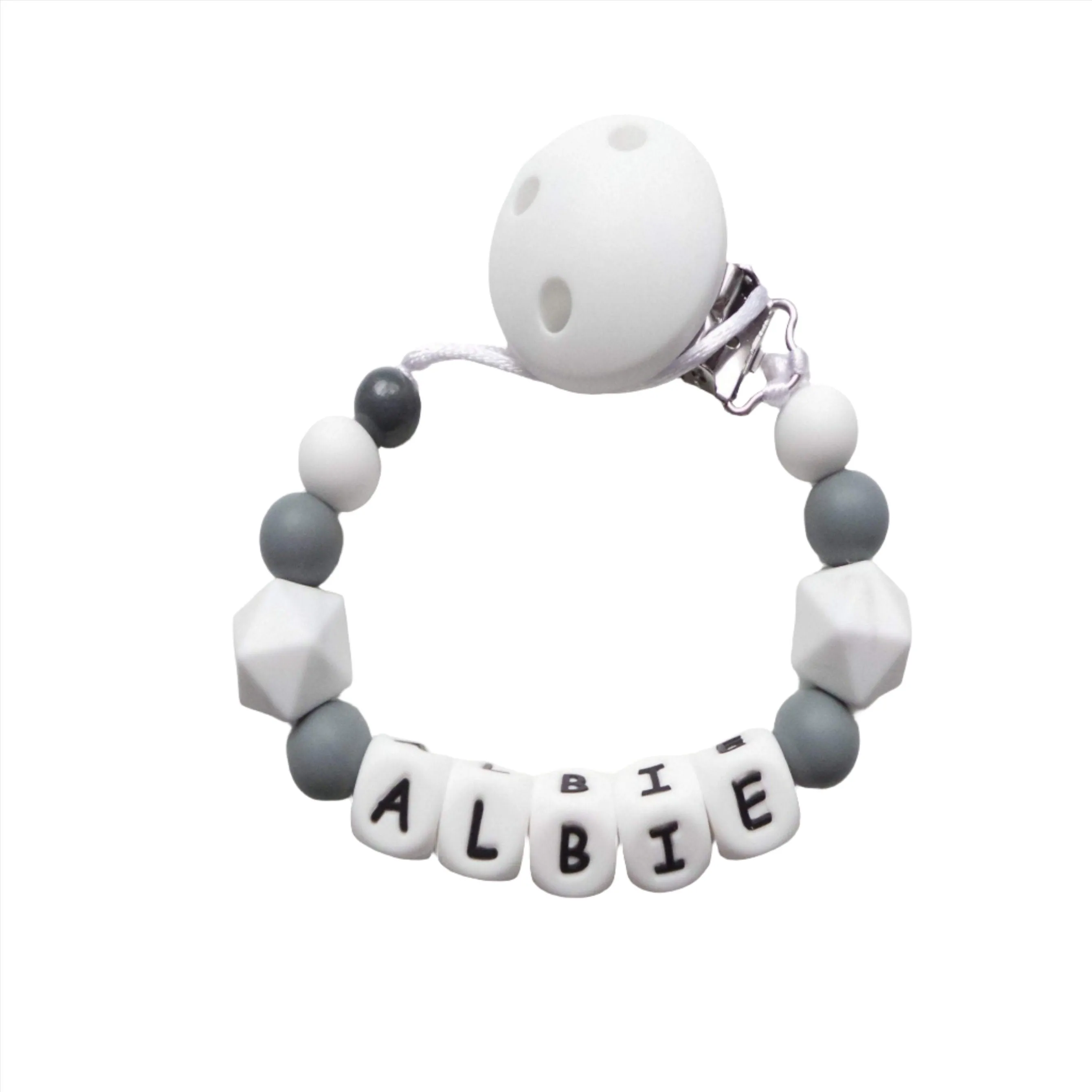 Personalised Dummy clip - Marble & Grey
