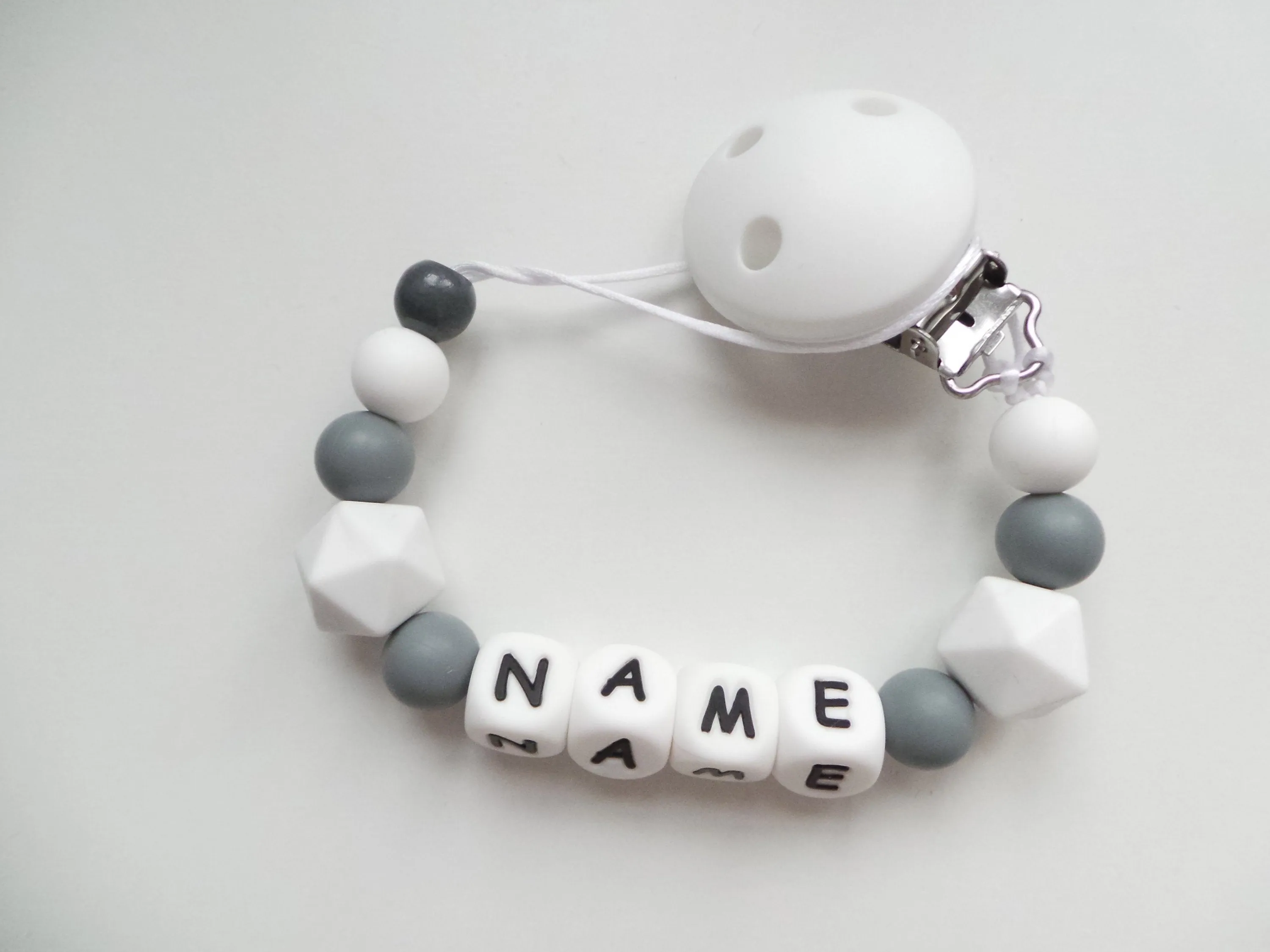 Personalised Dummy clip - Marble & Grey
