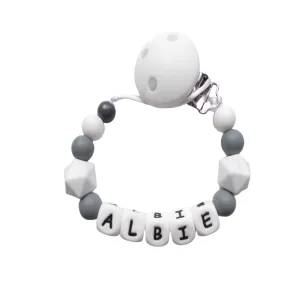 Personalised Dummy clip - Marble & Grey
