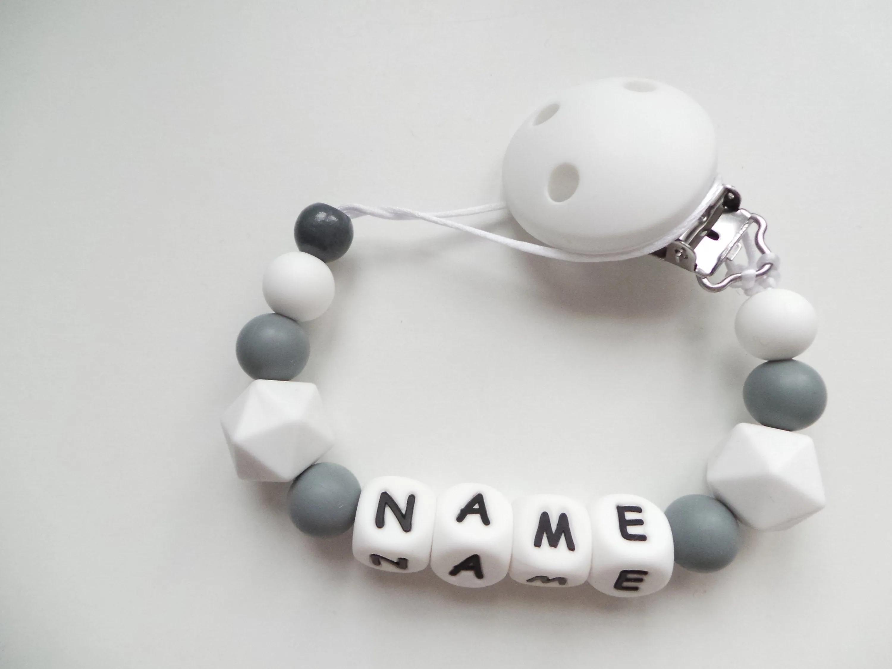 Personalised Dummy clip - Marble & Grey