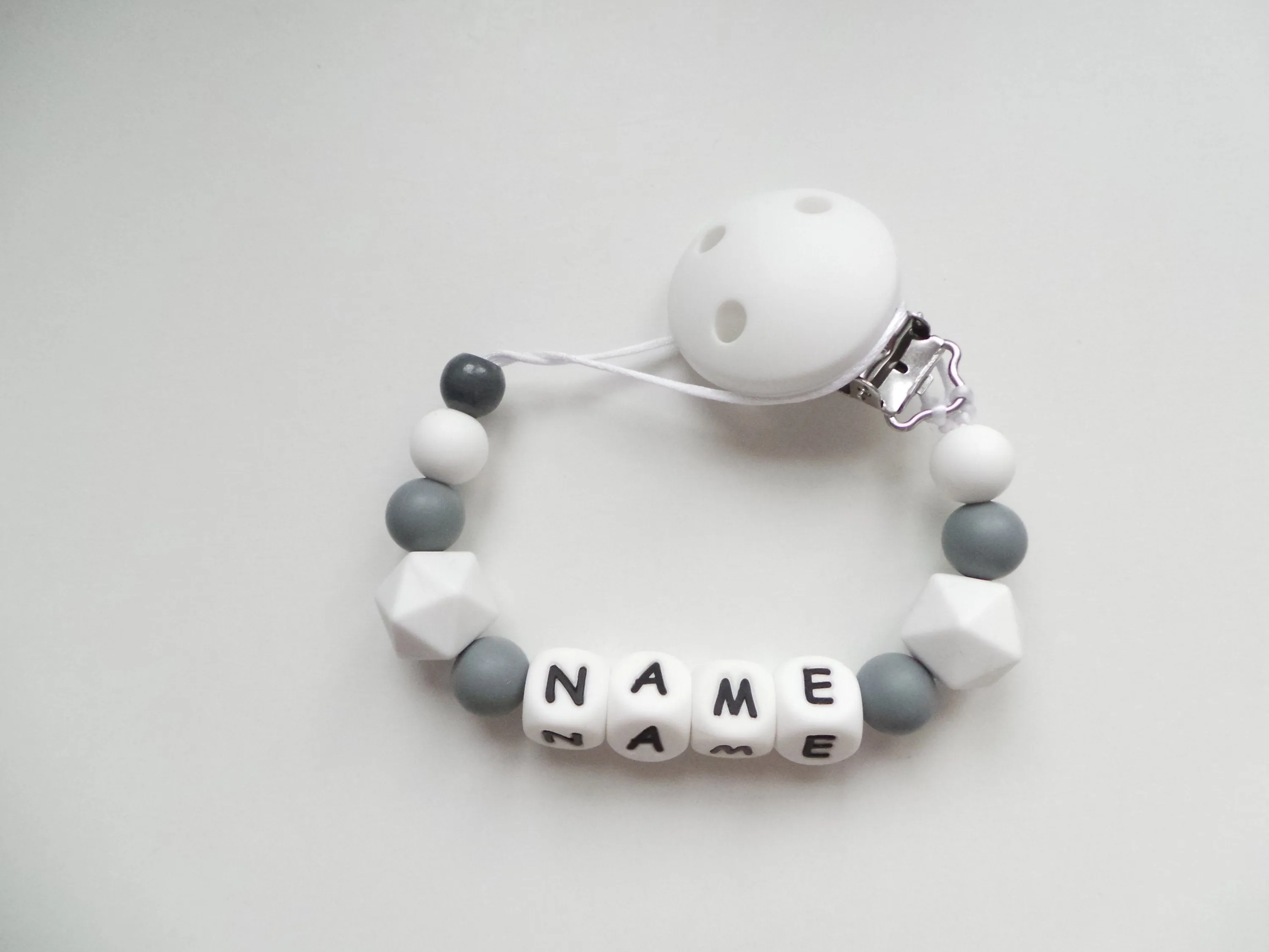 Personalised Dummy clip - Marble & Grey