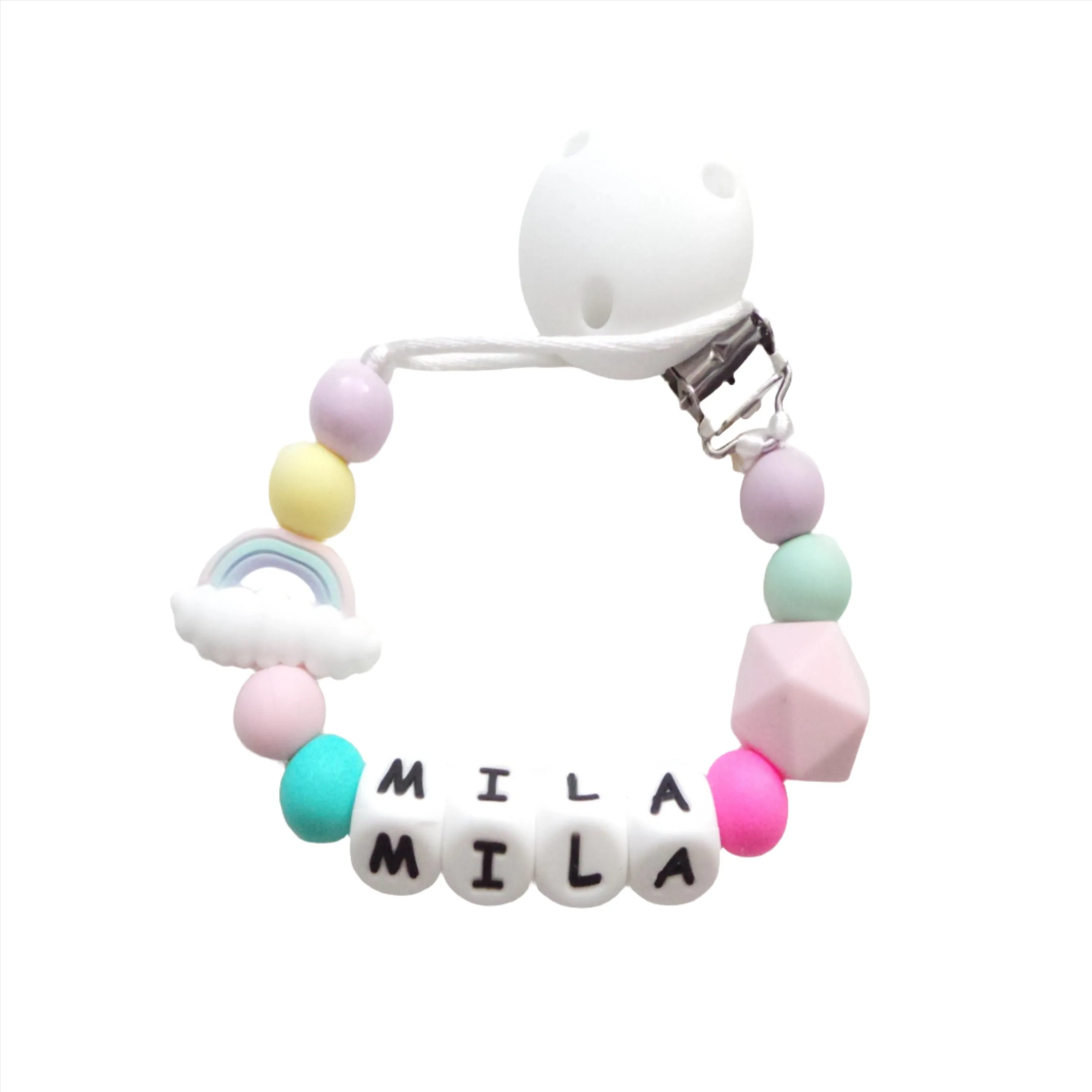 Personalised Dummy clip - Rainbow colours