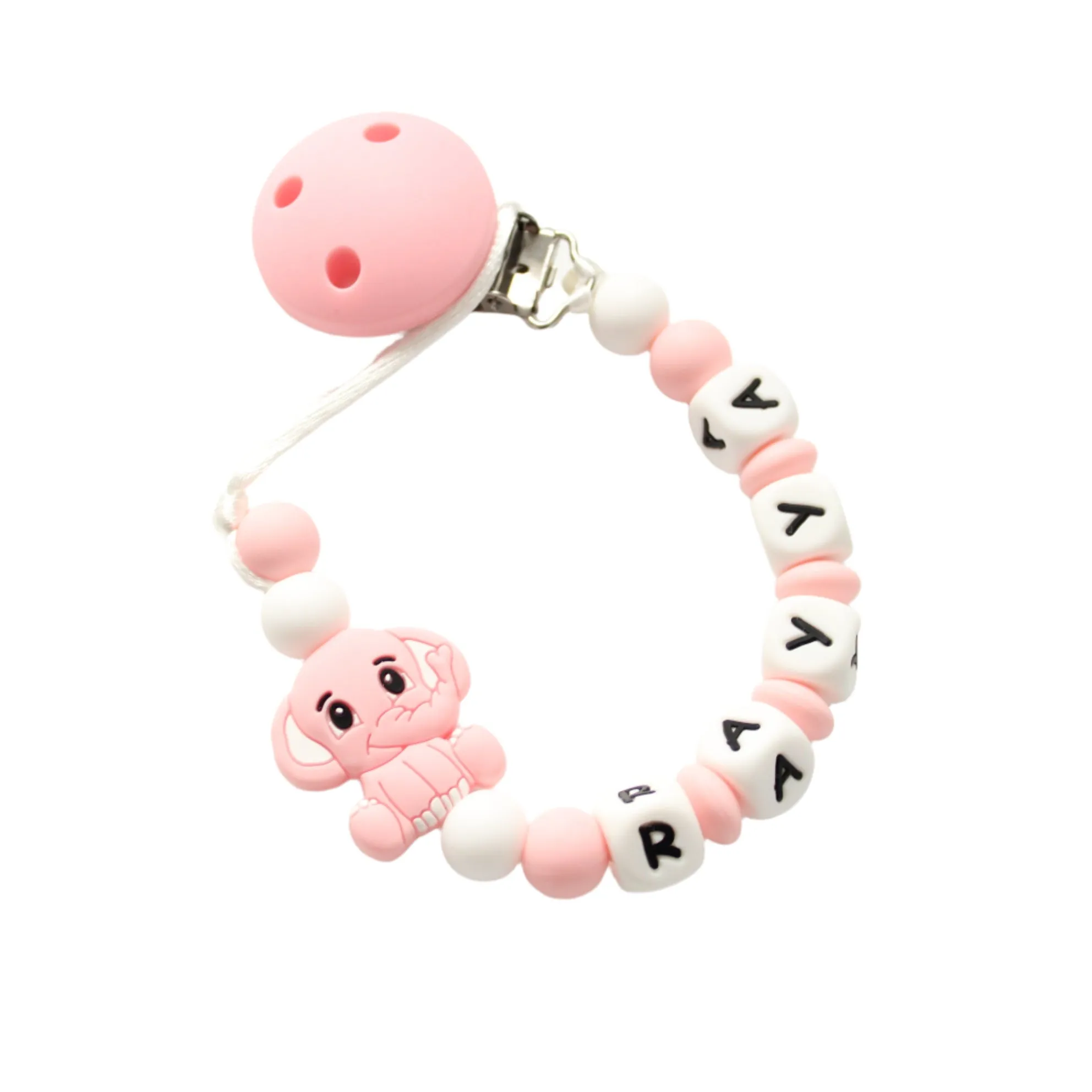 Personalised Pink Elephant Dummy Clip