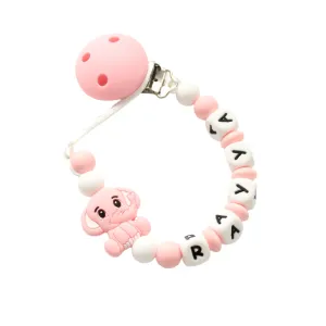 Personalised Pink Elephant Dummy Clip