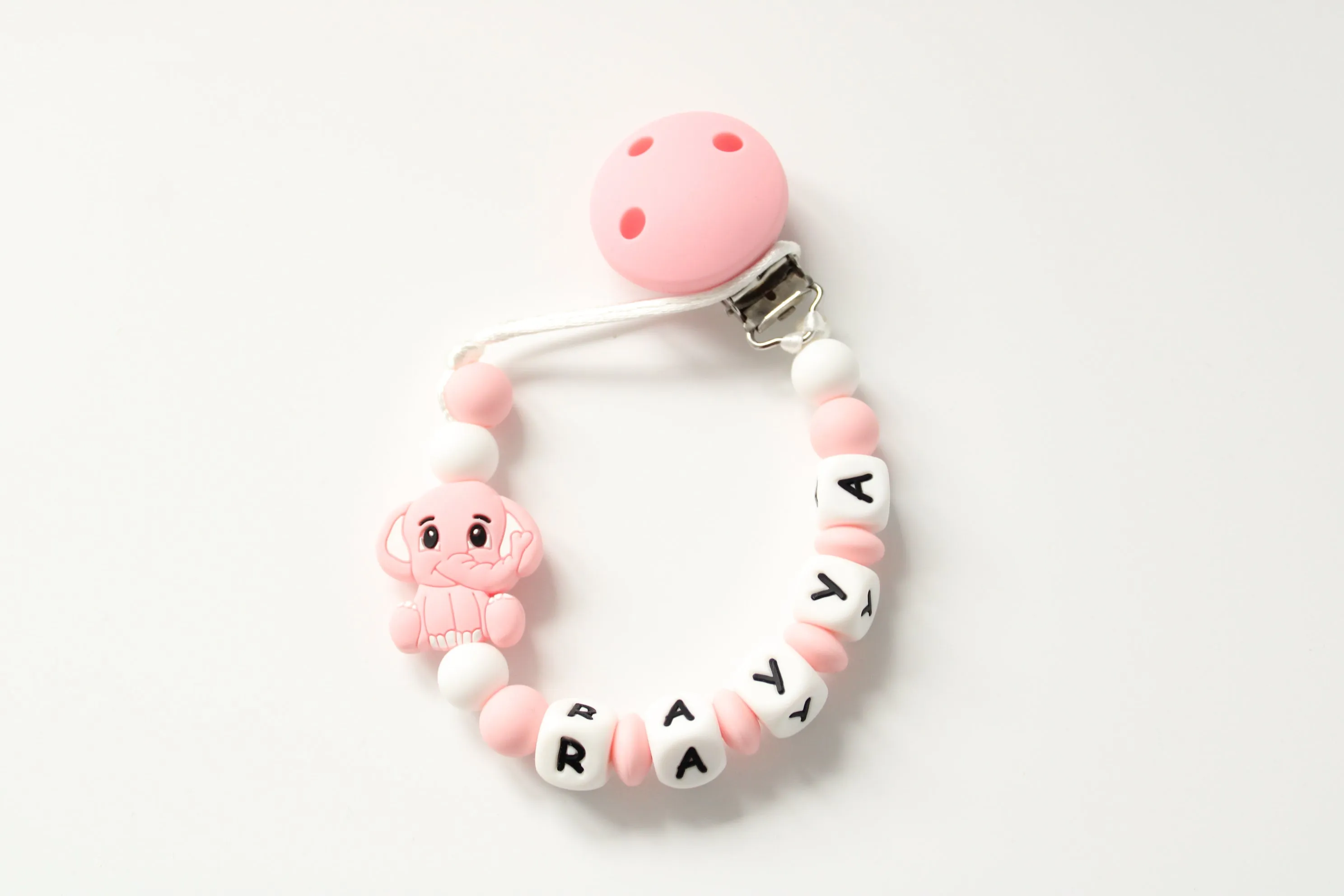 Personalised Pink Elephant Dummy Clip