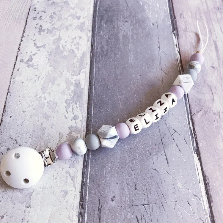 Personalised Silicone Dummy Clip - Lilac